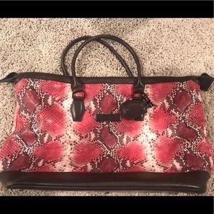 red snakeskin long champ shoulder bag